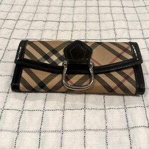 Burberry check wallet with buckle accent
